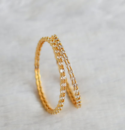 Gold tone cz white stone bangles(2.4) dj-50959