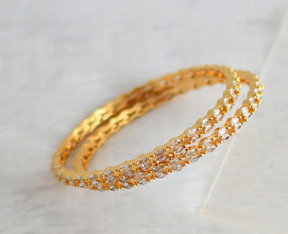Gold tone cz white stone bangles(2.6) dj-50960
