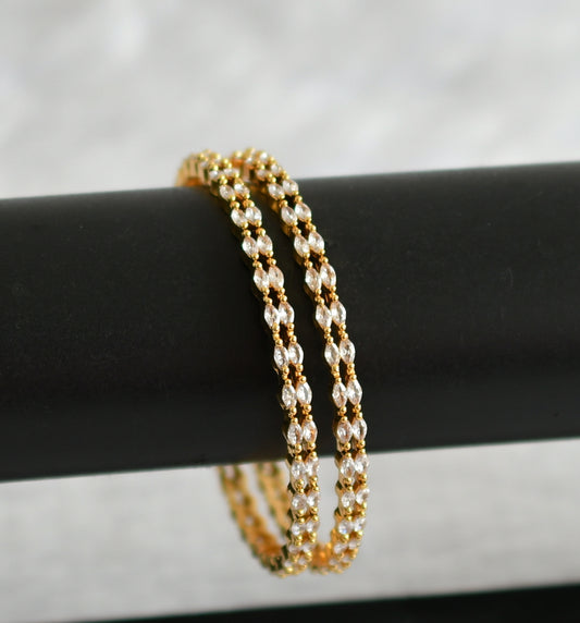 Gold tone cz white stone bangles(2.4) dj-50959