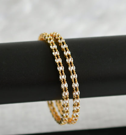 Gold tone cz white stone bangles(2.8) dj-50961