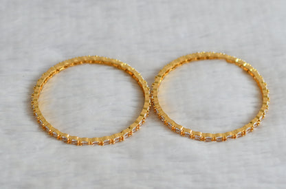 Gold tone cz white stone bangles(2.4) dj-50959