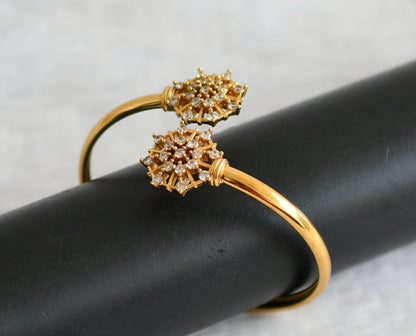 Matte finish cz white stone flower kada/bracelets dj-50955