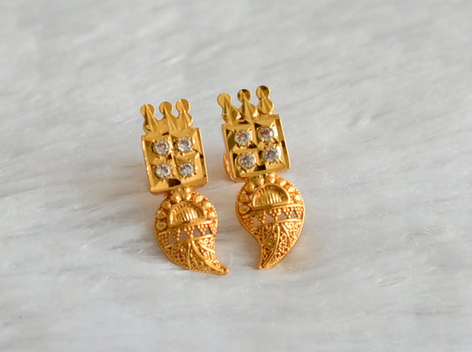 Gold tone white stone mango earrings dj-47182