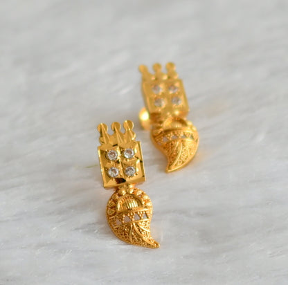 Gold tone white stone mango earrings dj-47182