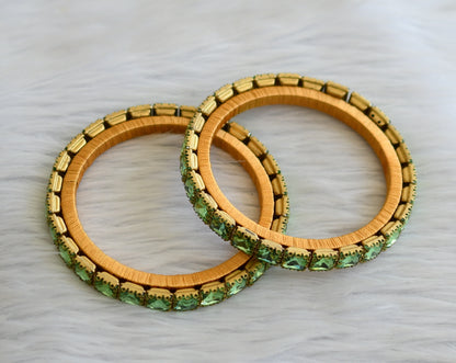 silk thread block stone pista green bangles(2.6) dj-45486