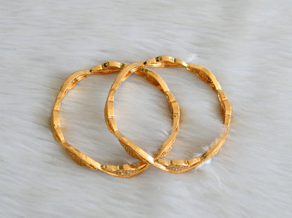 Gold tone white stone bangles (2.6) dj-42484