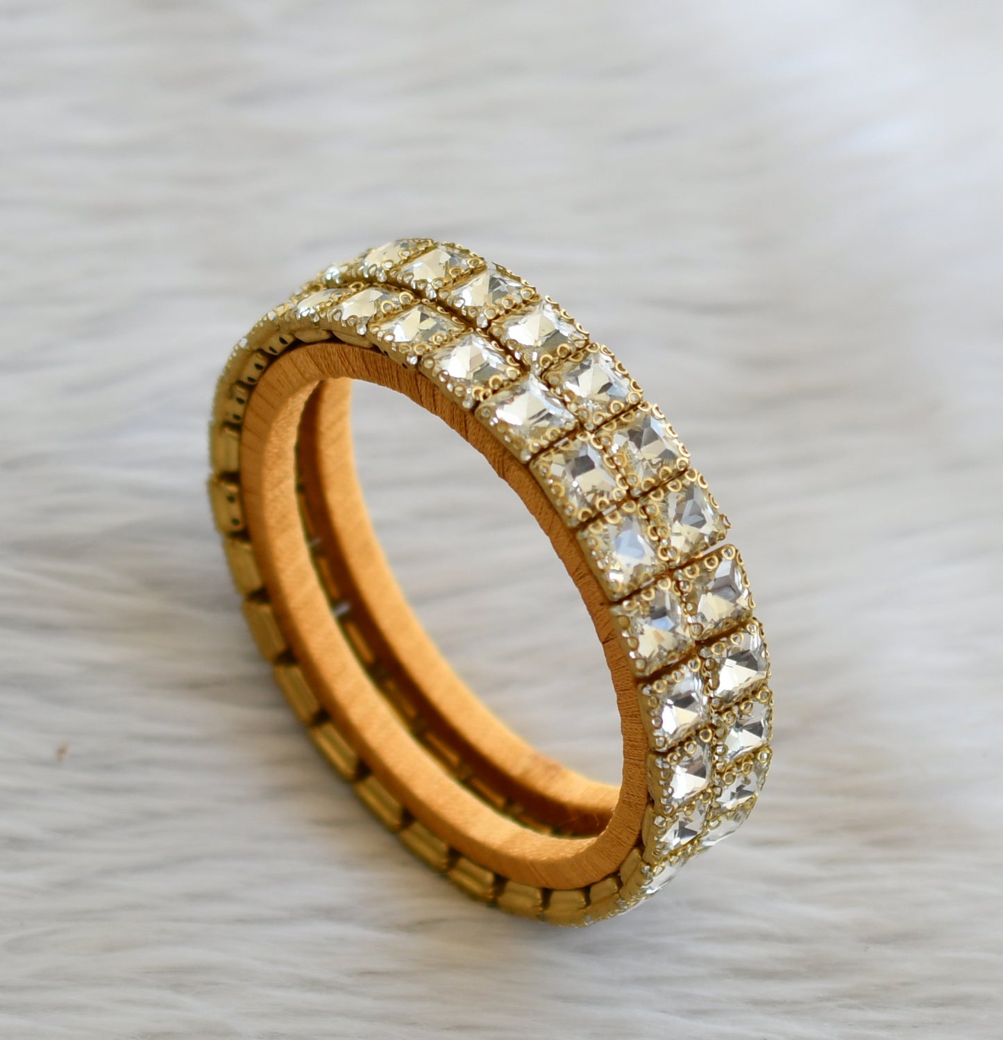 Silk thread white block stone bangles(2.6) dj-45495