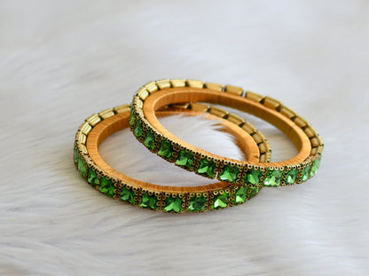 Silk thread green block stone bangles(2.6) dj-45490