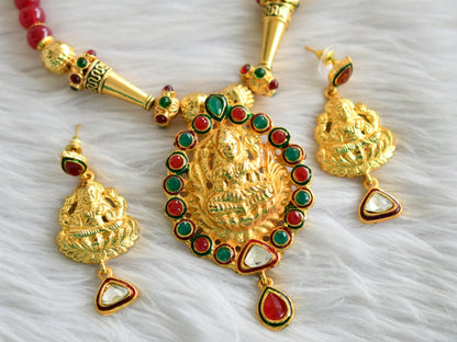 Gold tone maroon-green lakshmi set dj-03693