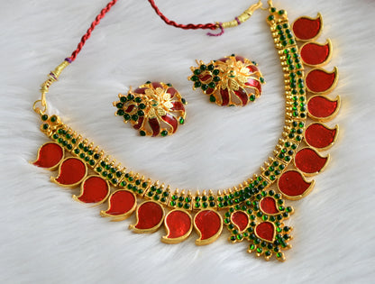 Gold tone Red Mango Temple Necklace Set-dj15940