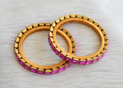 Silk thread pink block stone bangles(2.6) dj-45494