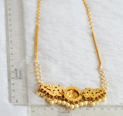 Matte finish green-white kundan jadau lakshmi peacock pearl choker necklace dj-51011