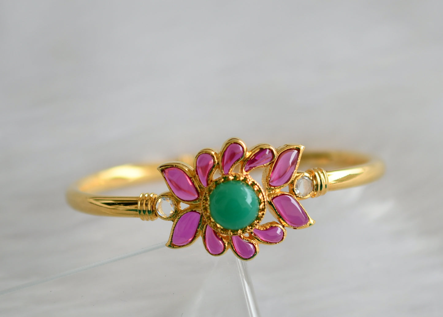 Gold tone uncut ruby-emerald Kada dj-03275