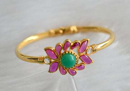 Gold tone uncut ruby-emerald Kada dj-03275