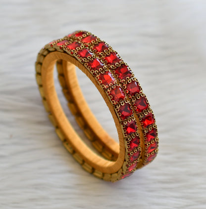 silk thread red block stone bangles(2.6) dj45485