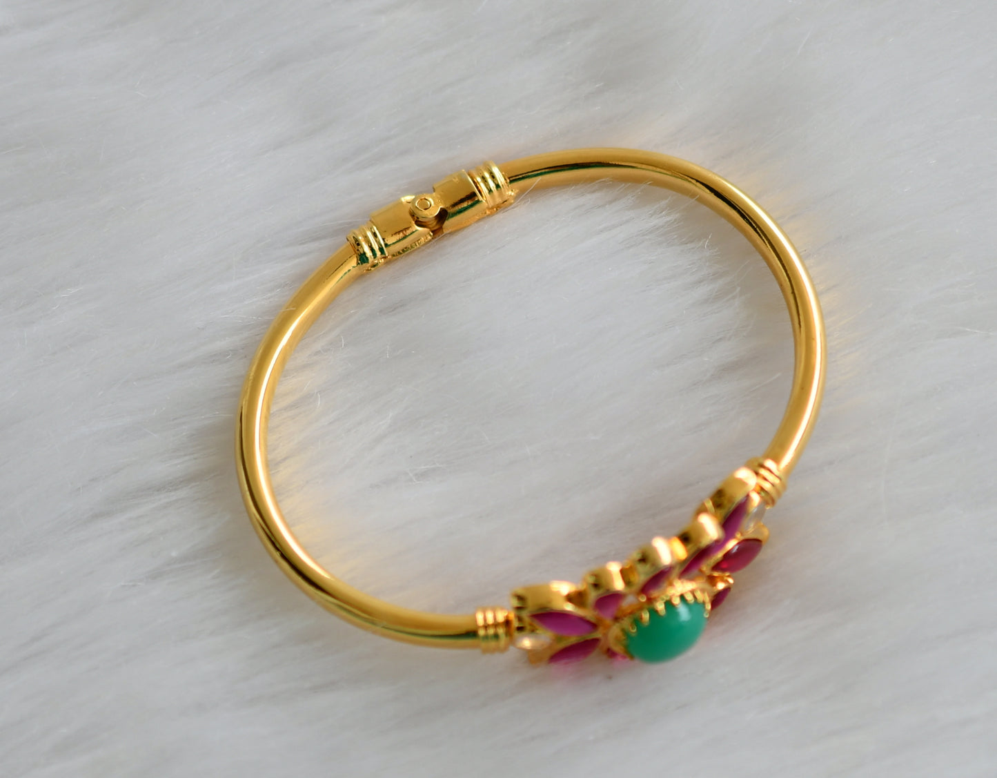 Gold tone uncut ruby-emerald Kada dj-03275