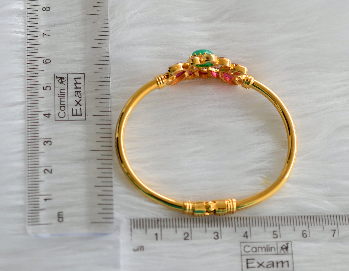 Gold tone uncut ruby-emerald Kada dj-03275