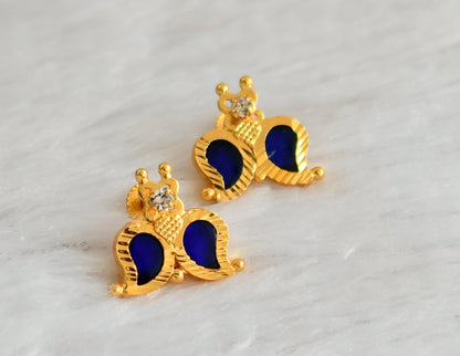 Gold tone blue-white kerala style mango earrings dj-47201