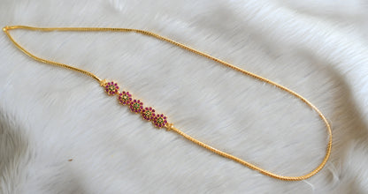Gold tone cz ruby-green Flower mugappu chain dj-42510