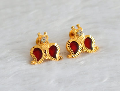 Gold tone red-white kerala style mango earrings dj-47200