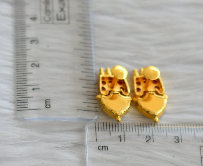 Gold tone blue-white palakka earrings dj-45507