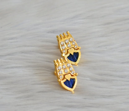 Gold tone blue-white palakka earrings dj-45507