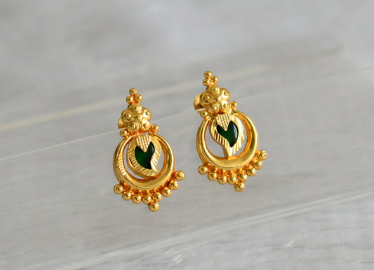 Gold tone green mango kerala round earrings dj-47205