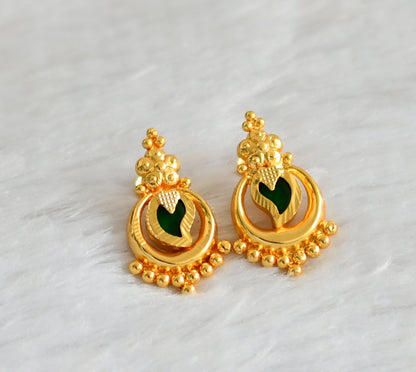 Gold tone green mango kerala round earrings dj-47205
