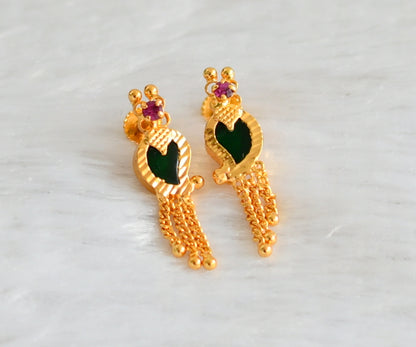 Gold tone pink-green kerala mango earrings dj-47198