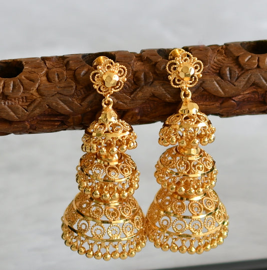 Gold Tone Flower Screw back Step Jhumkka DJ32380
