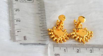 Gold tone kerala style pink-green palakka earrings dj-47207