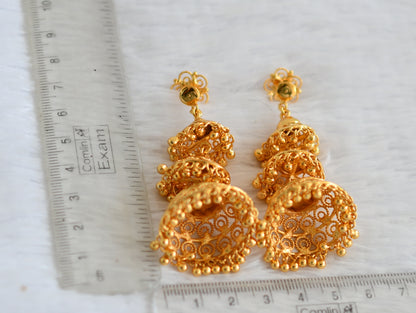 Gold Tone Flower Screw back Step Jhumkka DJ32380