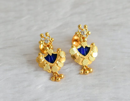 Gold tone kerala style blue-white palakka earrings dj-47211