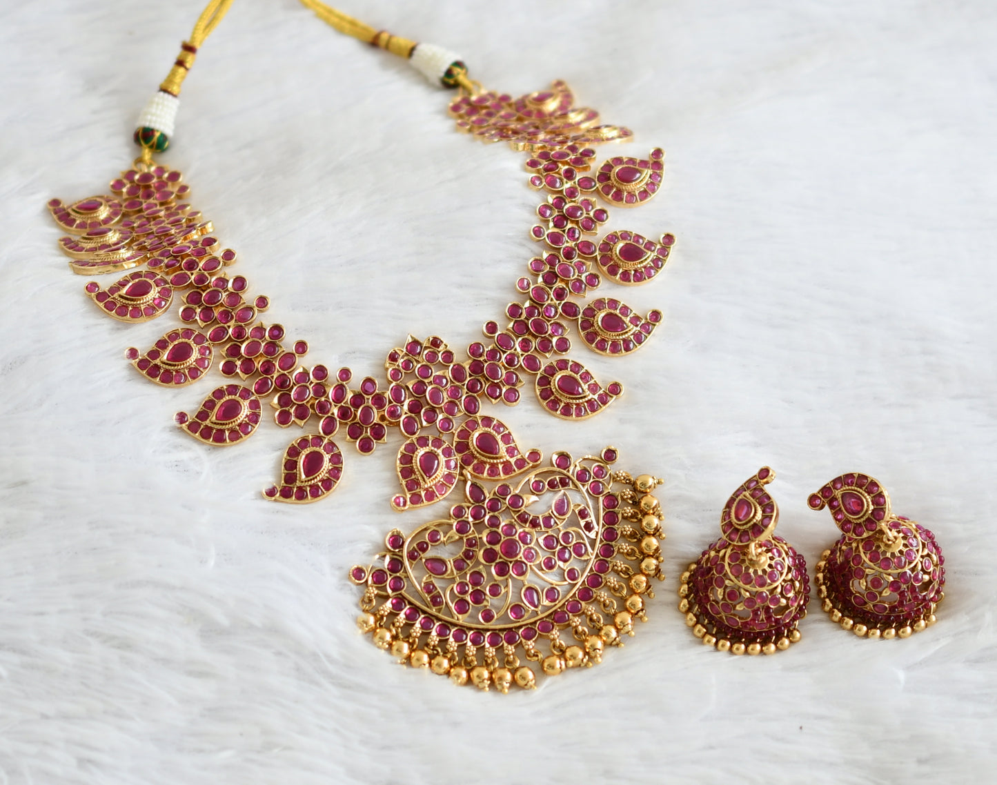 Matte finish kemp stone mango necklace set dj-46717