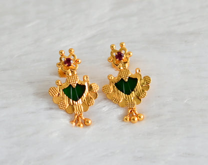 Gold tone kerala style pink-green palakka earrings dj-47212