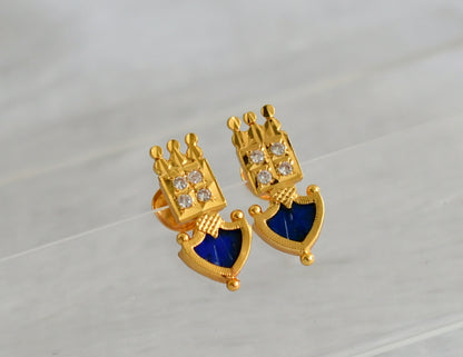 Gold tone kerala style blue-white palakka earrings dj-47209