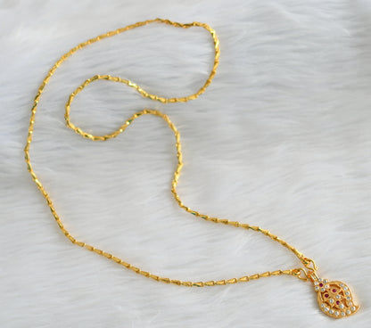 Gold tone 24 inches chain with pink-white mango pendant dj-43835