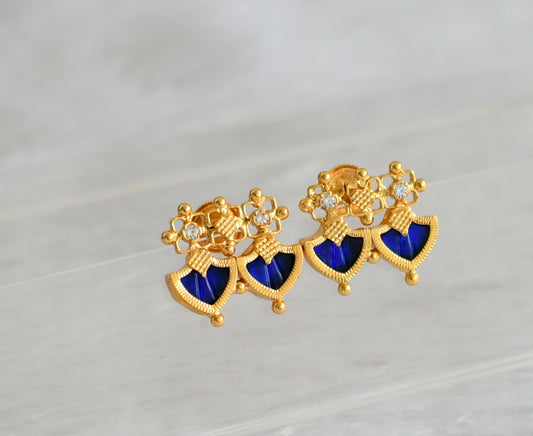 Gold tone kerala style blue-white palakka earrings dj-47215