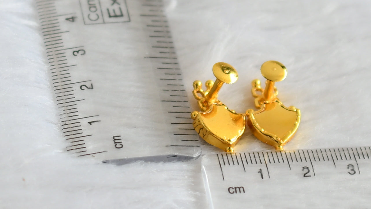 Gold tone kerala style black-white palakka earrings dj-47206