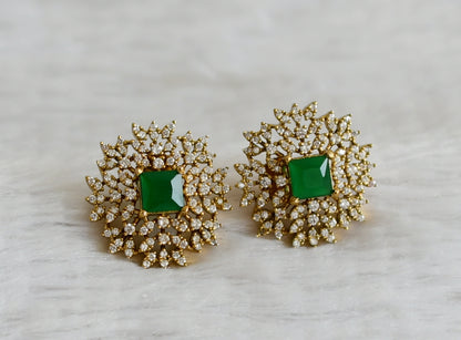 Matte finish cz emerald block stone victorian stud/earrings dj-49009