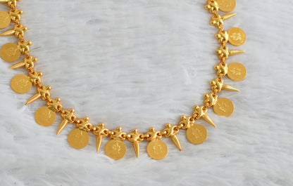 Gold tone mulla mottu Lakshmi coin necklace dj-34561