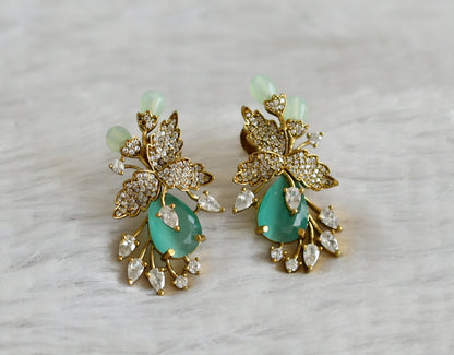 Matte finish cz sea green stone victorian stud/earrings dj-49019