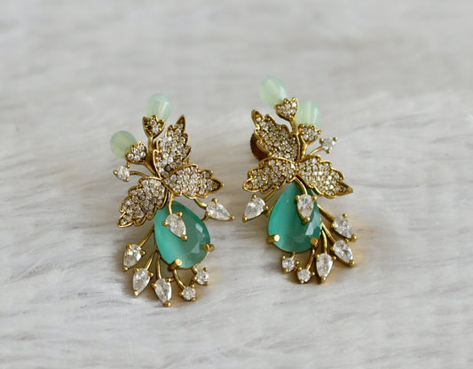 Matte finish cz sea green stone victorian stud/earrings dj-49019