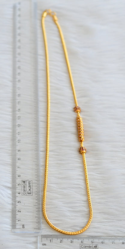 Gold tone ruby stone 24 inches spiral mugappu chain dj-45512
