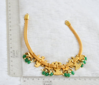 Gold tone kundan jadau Shri Thirumal Nama-shanku-chakra necklace dj-36307