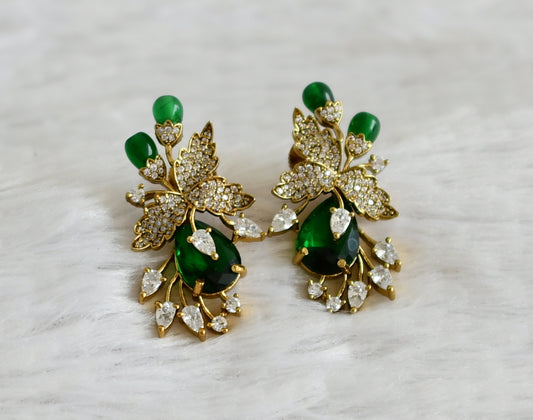 Matte finish cz green stone victorian stud/earrings dj-49017