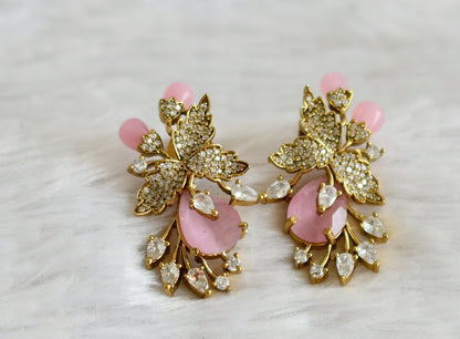 Matte finish cz baby pink stone victorian stud/earrings dj-49018