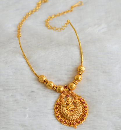 Gold tone pink stone Lakshmi necklace dj-37670