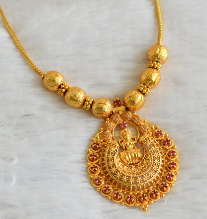 Gold tone pink stone Lakshmi necklace dj-37670