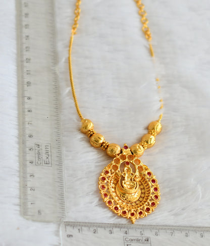 Gold tone pink stone Lakshmi necklace dj-37670